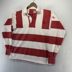 Vintage Chalk Line Rugby Shirt men's XL Red White Colorblock Preppy Collar 90s